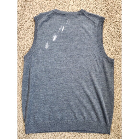HART SCHAFFNER MARX Extra Fine Merino Wool Blue Sweater Vest Mens Size Large - Picture 2 of 5